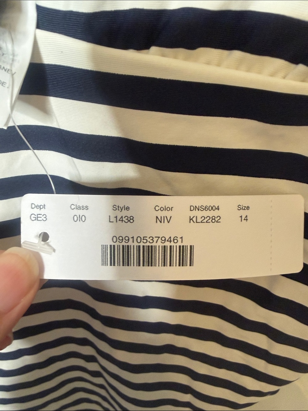 J. Crew Navy White Striped One Piece Swimsuit Deep V - Picture 12 of 12
